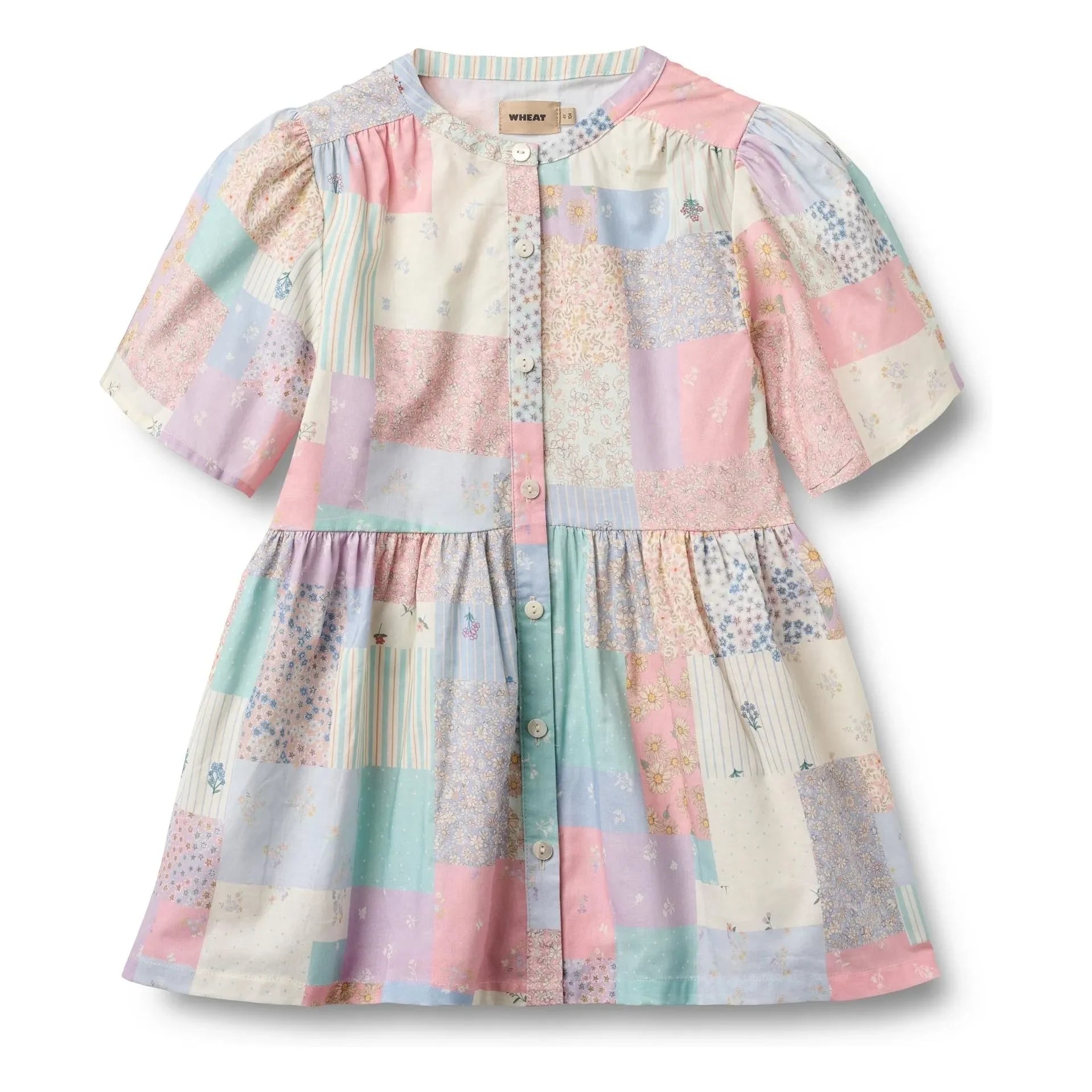 Wheat - Annabell Patchwork Bio-Baumwollkleid | Blassgelb