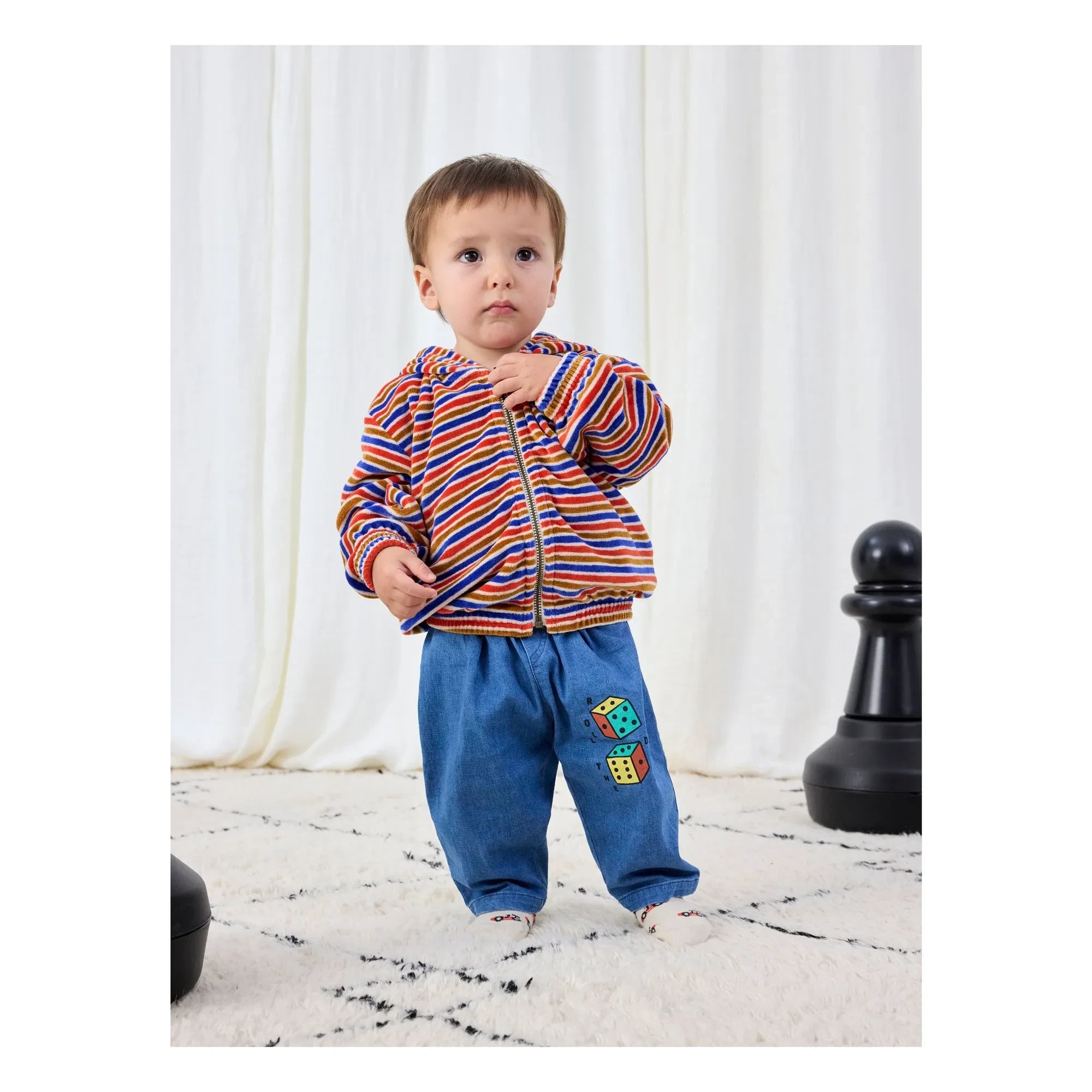 Bobo Choses - Gestreifter Kapuzenpullover aus Cord | Rot