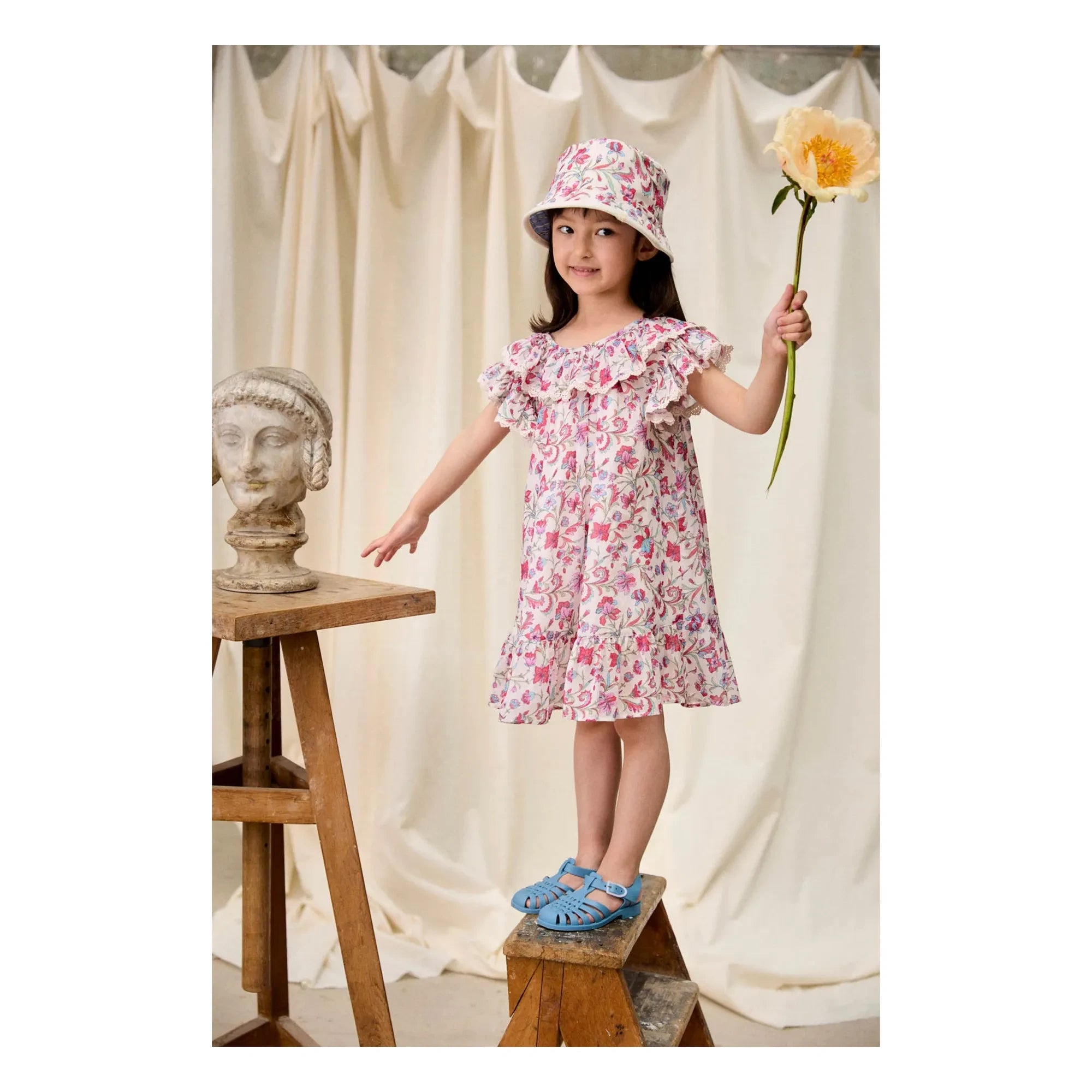 Louise Misha - Natiyana Fleurie Kleid aus Bio-Baumwolle | Creme