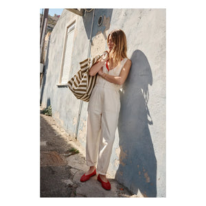 Rose in April - Elisa gestreifte Tragetasche | Olive