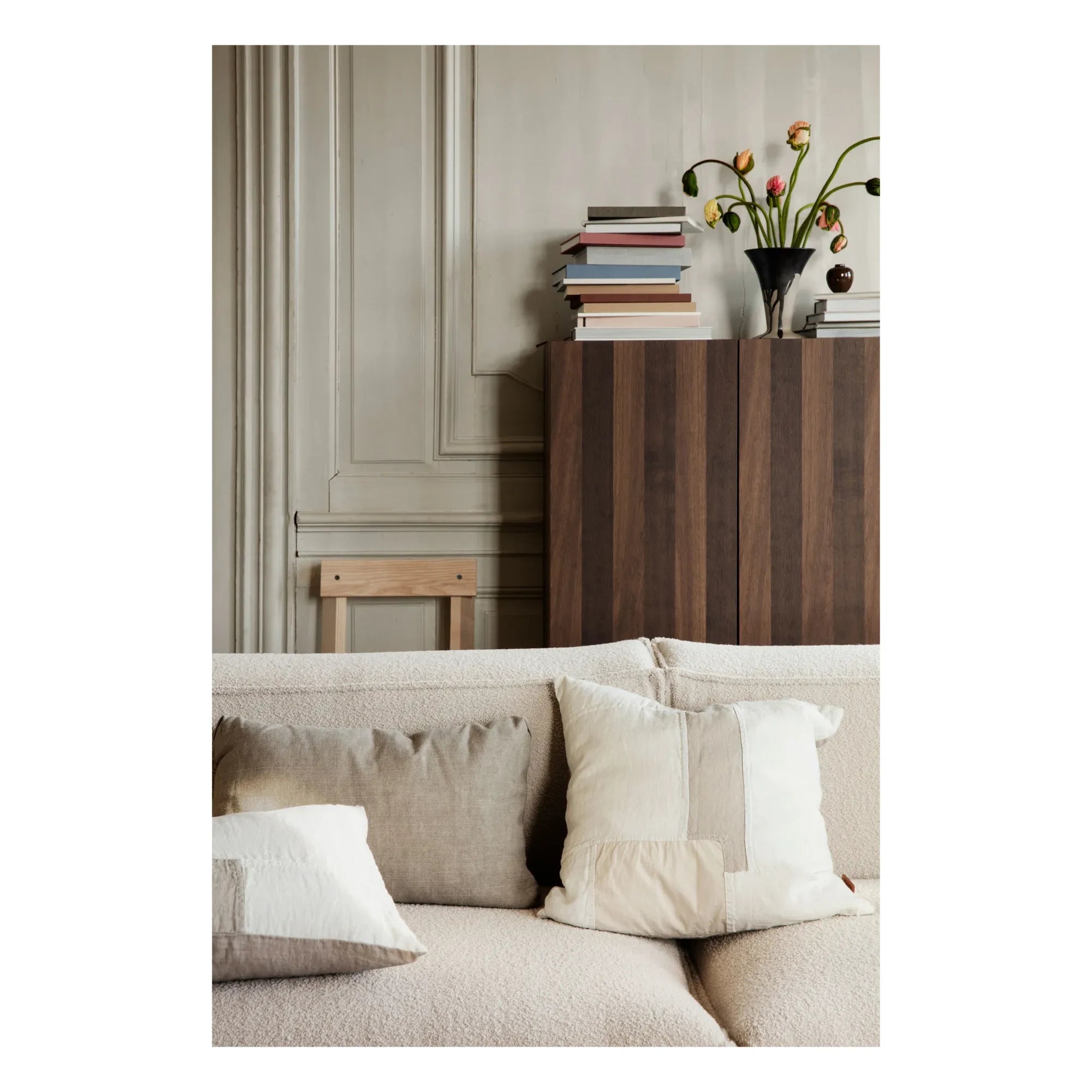 Ferm Living - Bölümlü Patchwork Keten Yastık | Beyaz