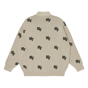 Main Story - Monogramm-Strickjacke aus Bio-Baumwolle | Cremeweiß