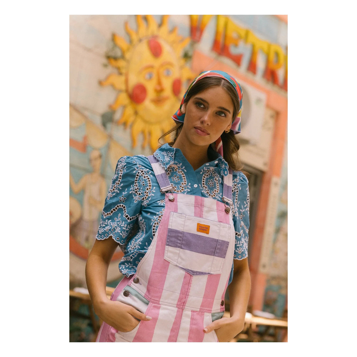 Favorite People - Amore Gestreifter Overall - Damenkollektion | Rosa