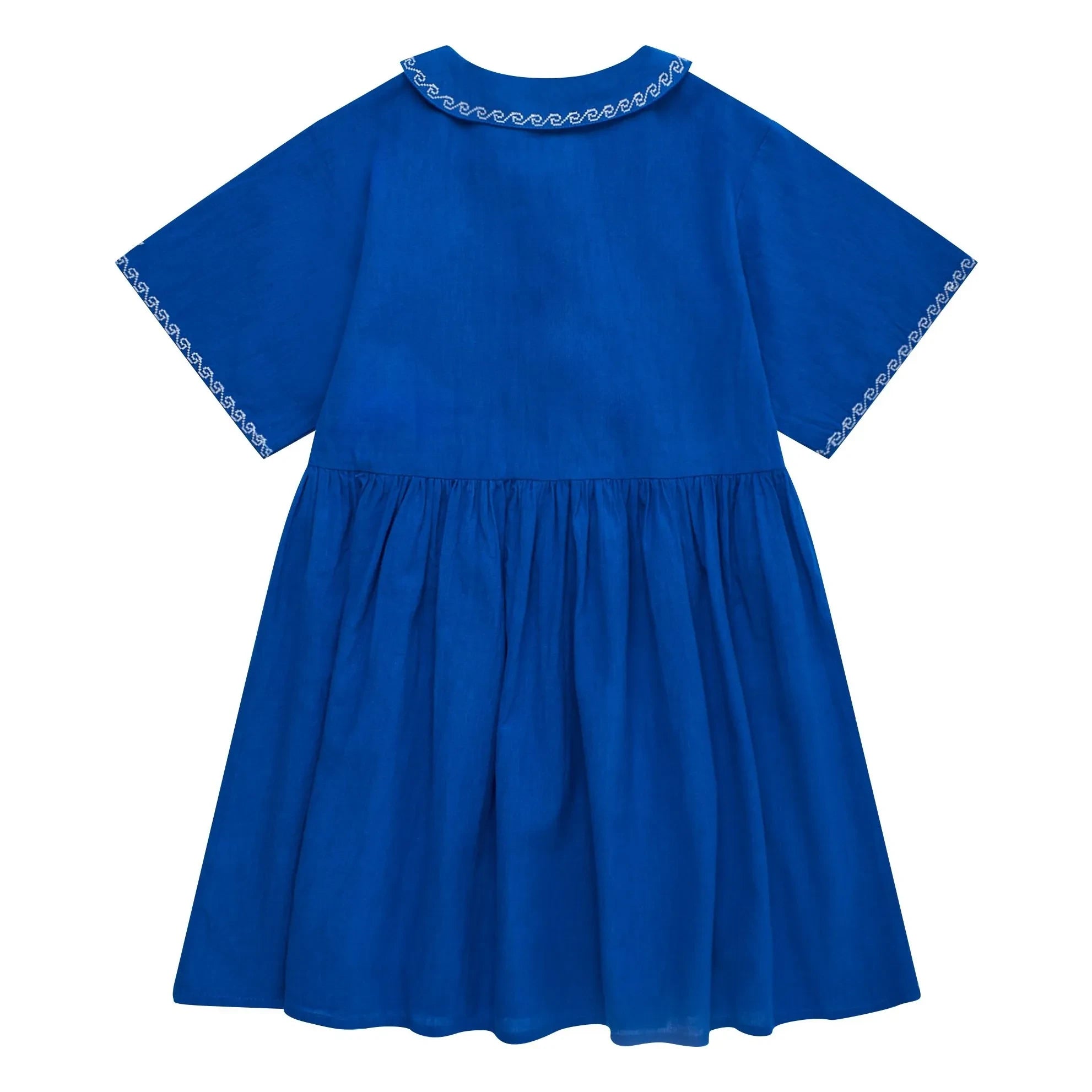 Maison Mangostan - Blaues Besticktes Voiles Kleid
