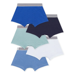 Petit Bateau - 5'li Çizgili Organik Pamuk Boxer Külot | Mavi