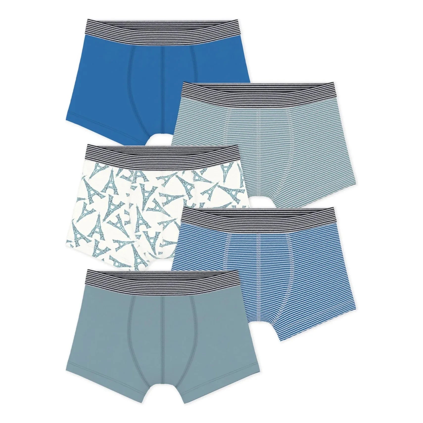 Petit Bateau - 5er-Set Eiffelturm-Boxershorts | Blau