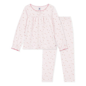 Petit Bateau - Organik pamuklu çiçek desenli pijama | Pembe