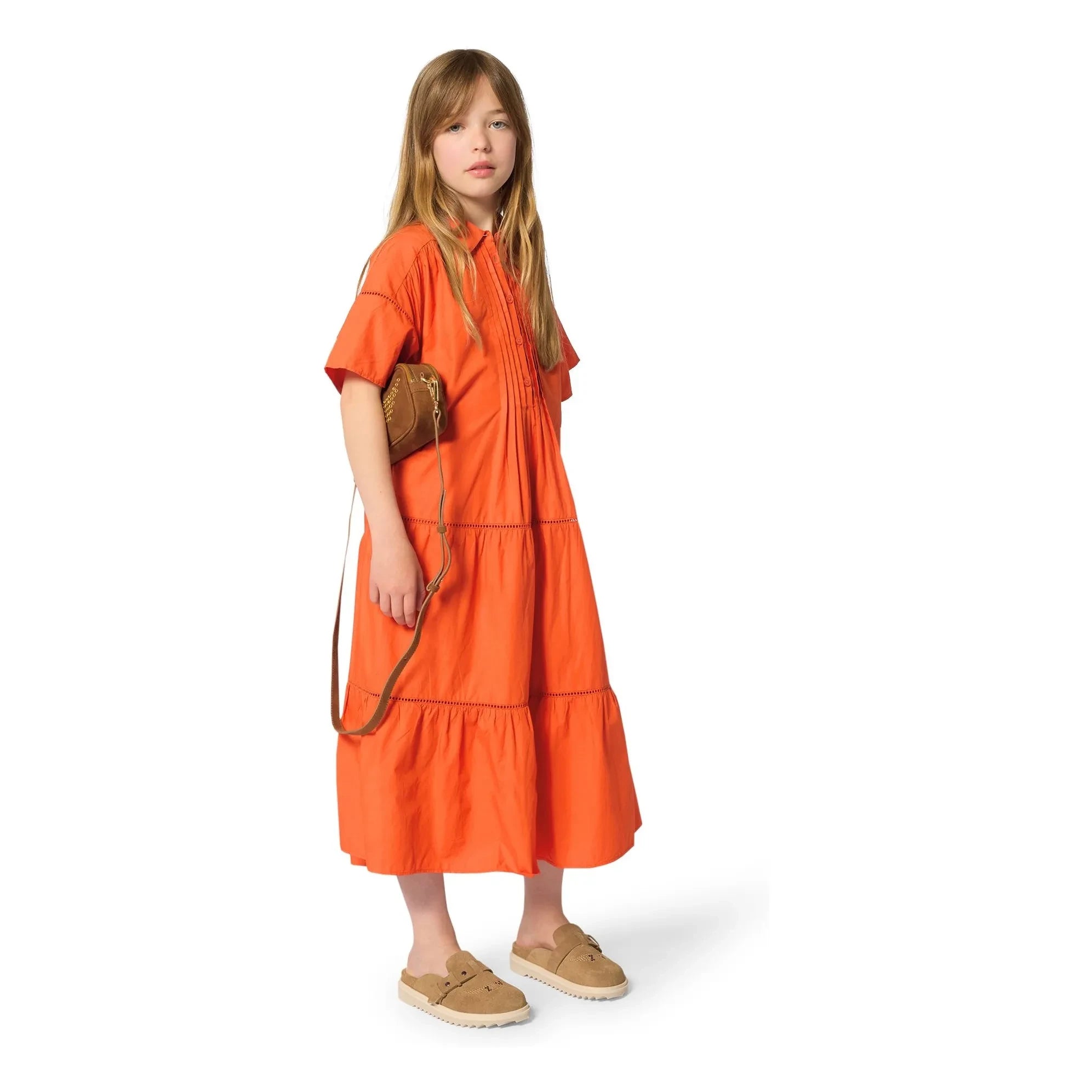 Zadig & Voltaire – Geknöpftes Rüschenkleid | Blutorange