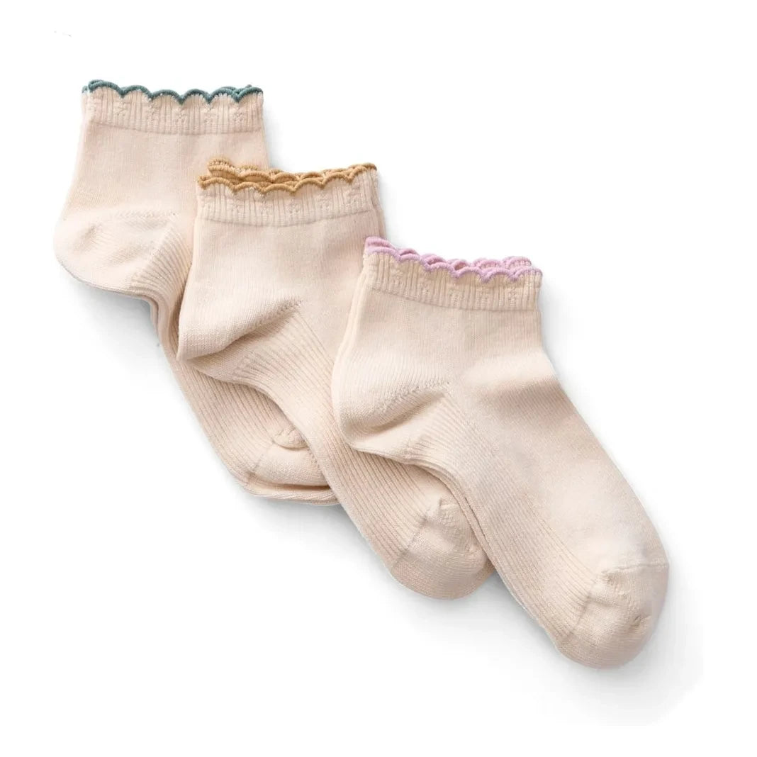 Soor Ploom - 3er-Set Picot Festoon Socken | Ecru