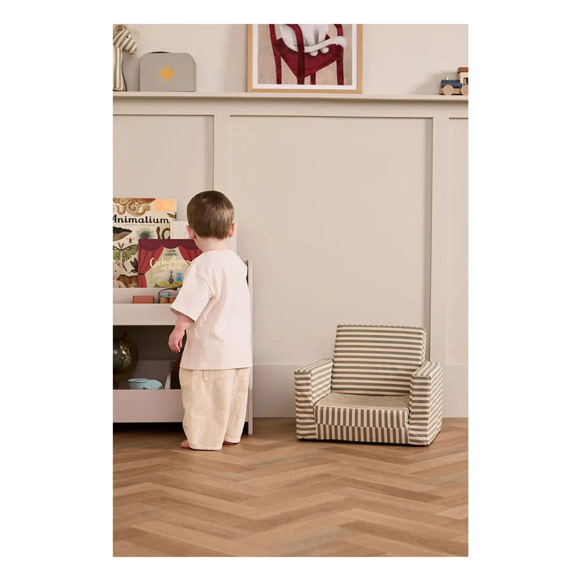 Kid's Concept - Gestreifter Kaminsessel | Sand