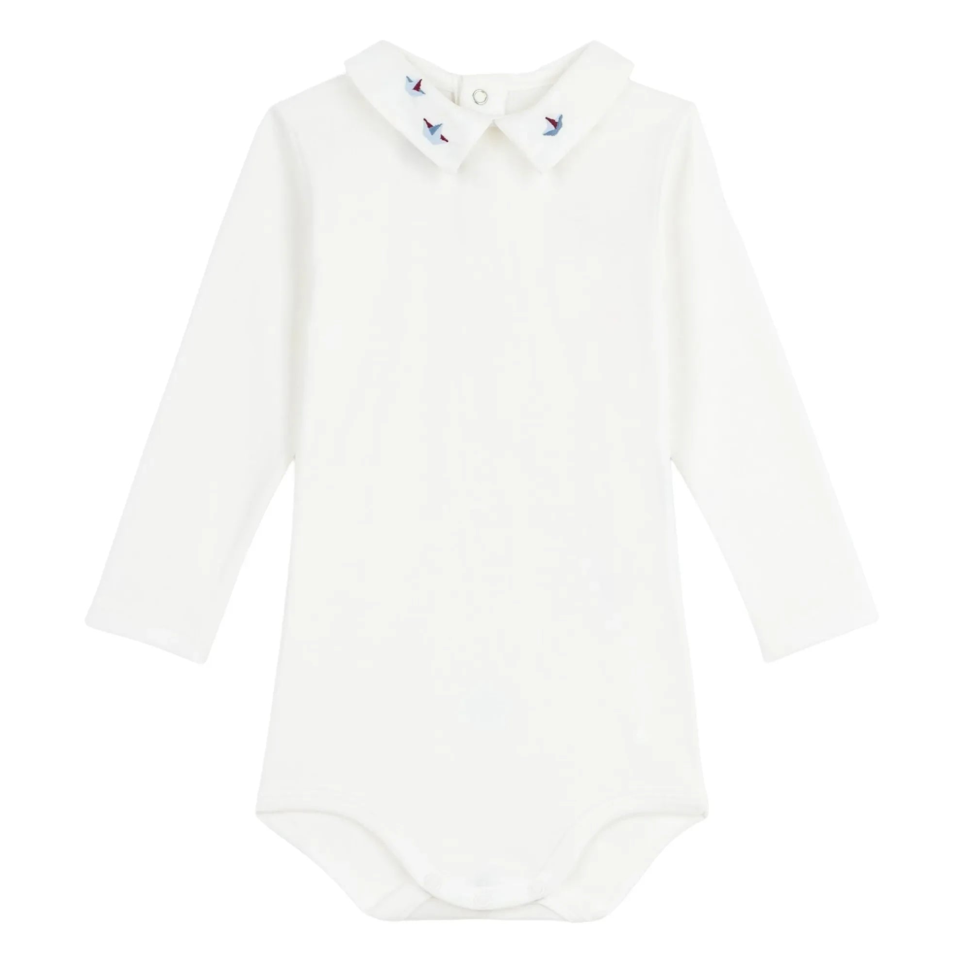 Petit Bateau - Polokragen-Body aus Bio-Baumwolle | Weiß