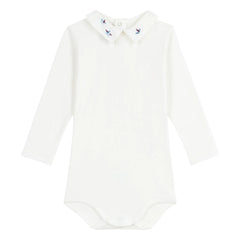 Petit Bateau - Polokragen-Body aus Bio-Baumwolle | Weiß