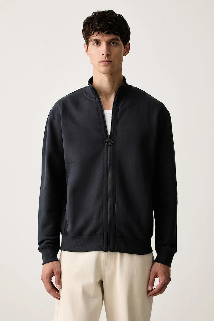 Barbour erkek pamuklu fermuarlı sweatshirt Caldbeck