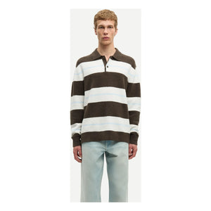 Samsoe Samsoe - Sanino Langarm-Poloshirt mit Streifen | Khaki