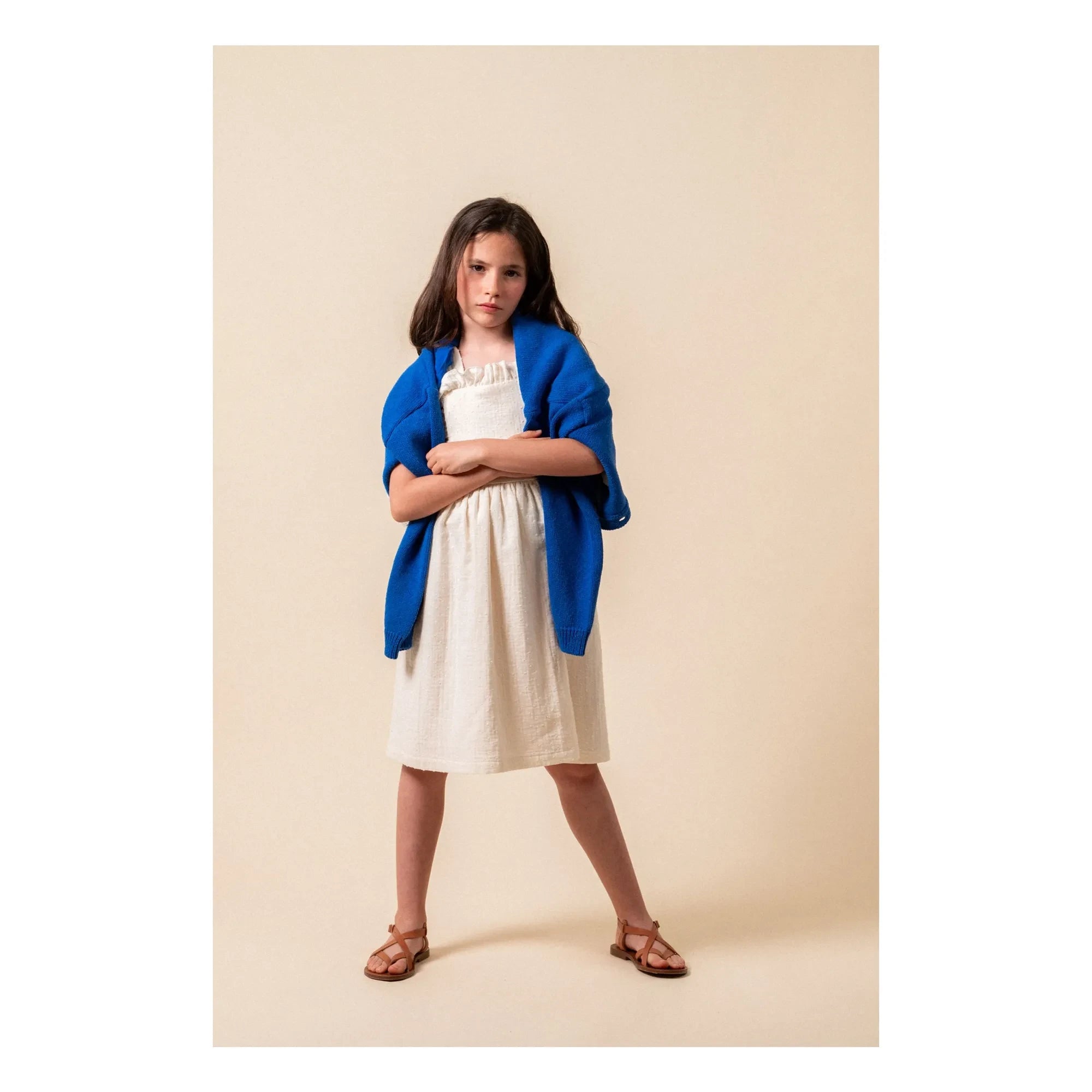 birinit - Kobaltblauer Cardigan mit Blumenstickerei | Königsblau