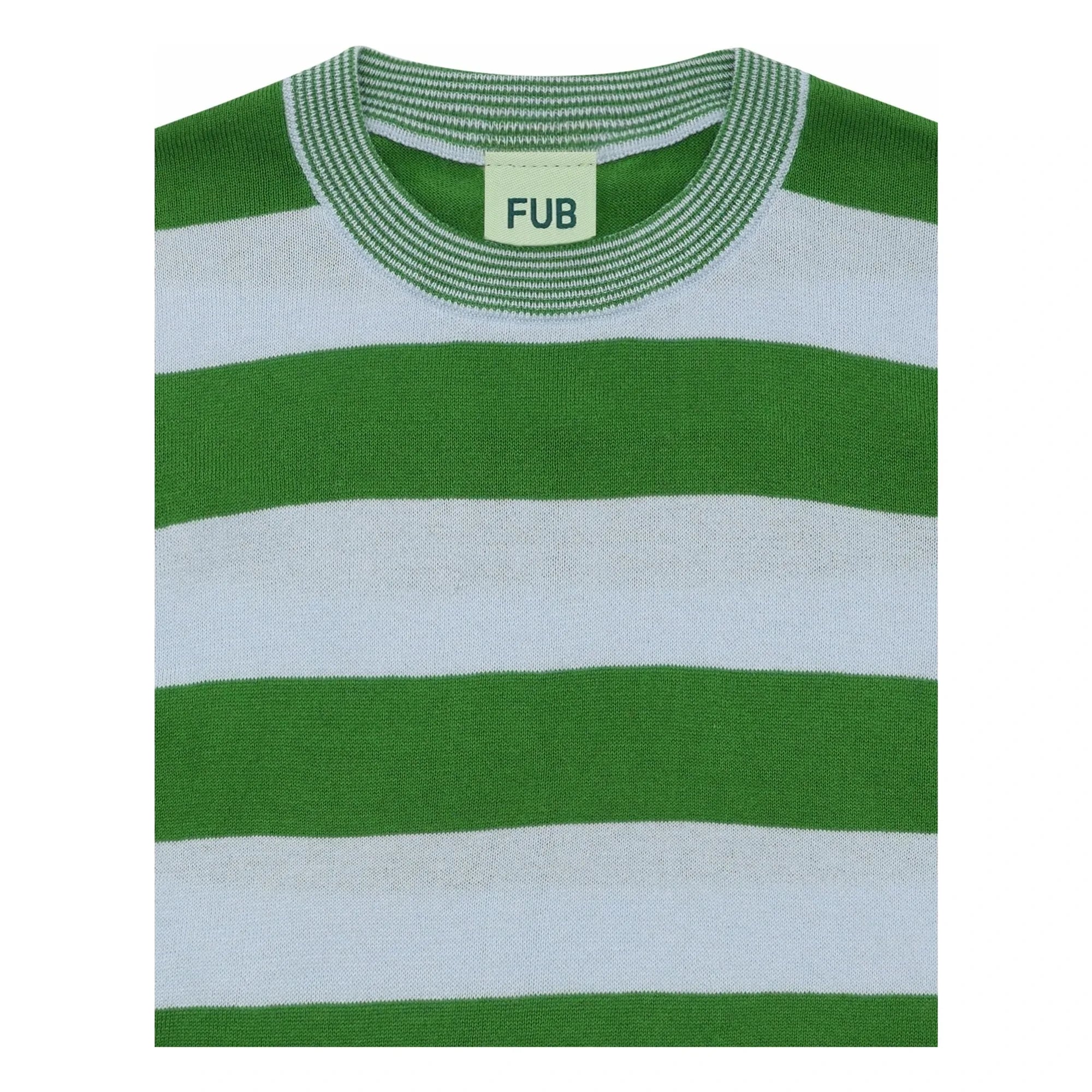 FUB - Oversize Gestreiftes T-Shirt Extra Feine Strick Bio-Baumwolle | Grün