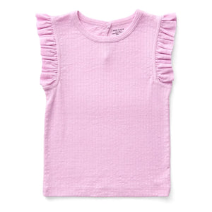 Soor Ploom - Pointelle Rüschen T-Shirt aus Bio-Baumwolle | Rosa