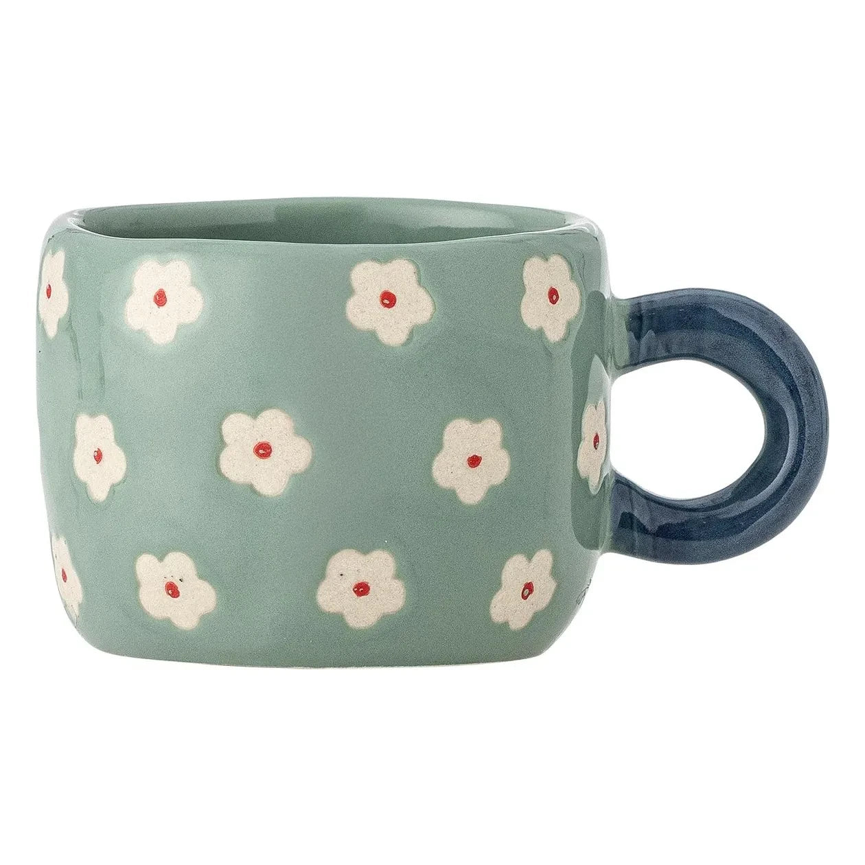 Bloomingville - Nini Steinzeug-Tasse mit Blumenmuster | Blau