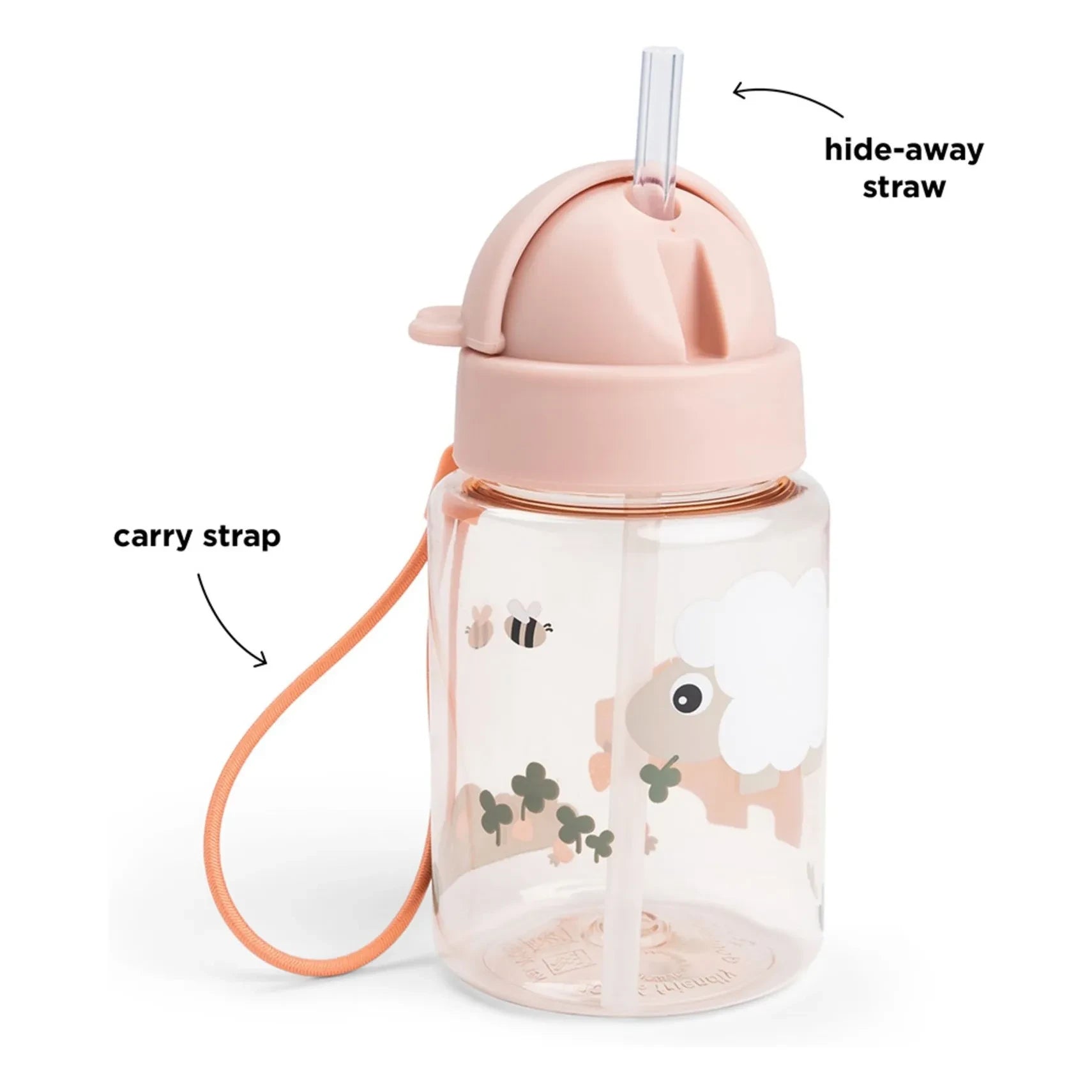 Done by deer - Tiny Farm Trinkflasche - 280 ml | Hellrosa