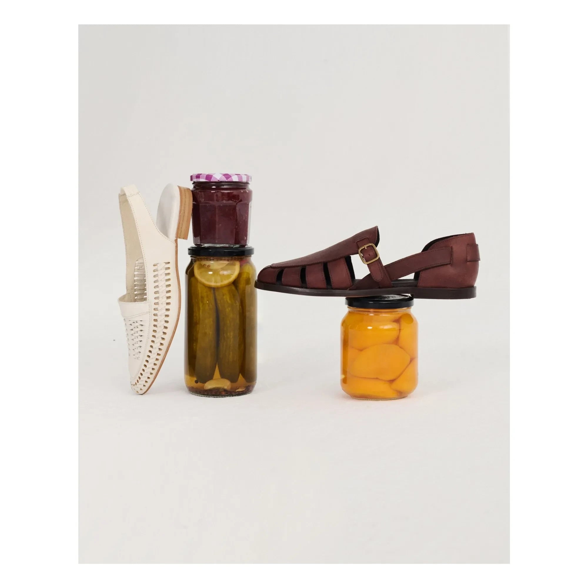 Bobo Choses - Strick-Leder-Slingback | Ecru