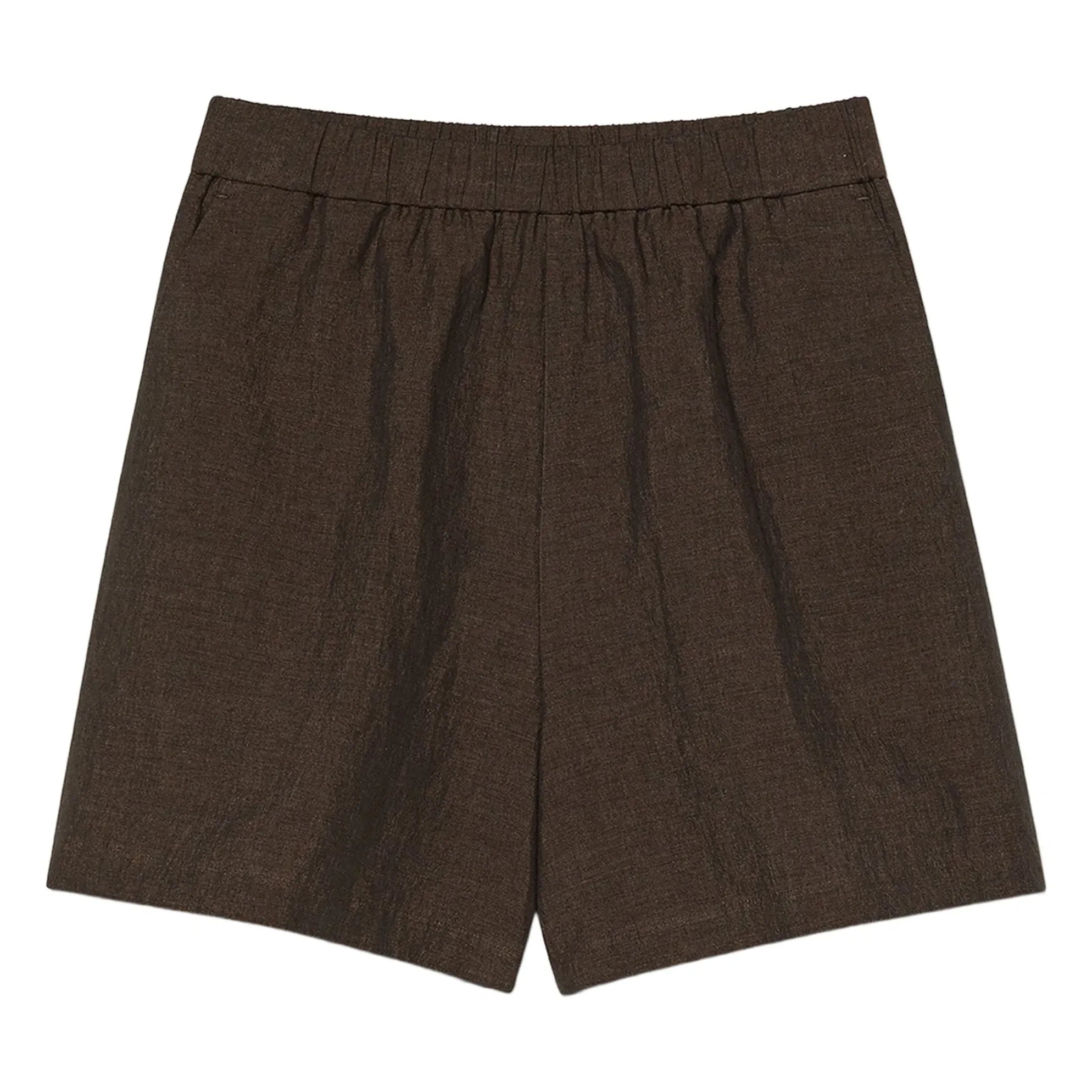 Pomandère - Gabardine Leinen-Baumwoll-Shorts | Schokolade