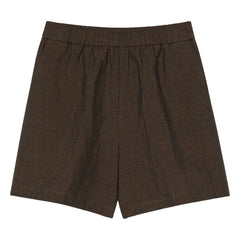 Pomandère - Gabardine Leinen-Baumwoll-Shorts | Schokolade