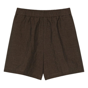 Pomandère - Gabardine Leinen-Baumwoll-Shorts | Schokolade