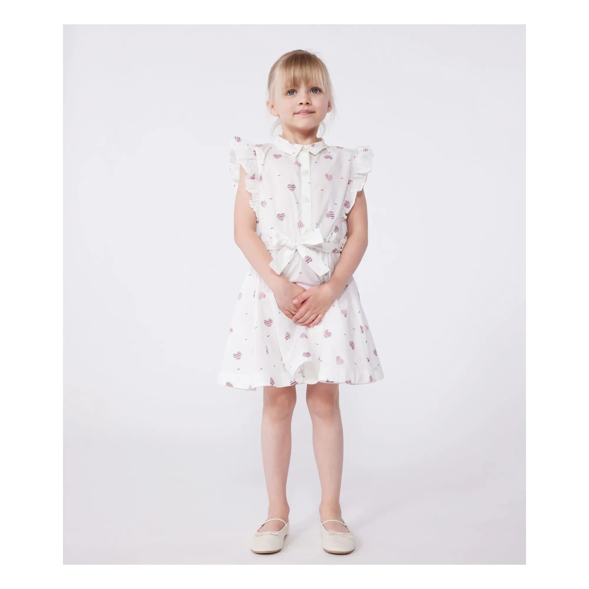 Petit Bateau - Bory Kleid aus Bio-Baumwollpopeline | Creme
