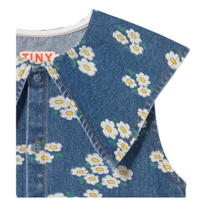 Tinycottons - Jeans-Oversize-Kleid mit Gänseblümchen-Kragen | Blau