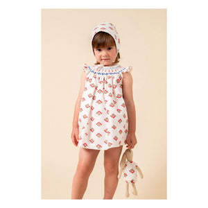 birinit - Monzón Bio-Baumwoll-Bluse mit Raffung und Overall-Set | Weiß