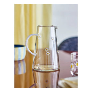 Bloomingville - Buzz Glaskaraffe mit Blumenmotiv