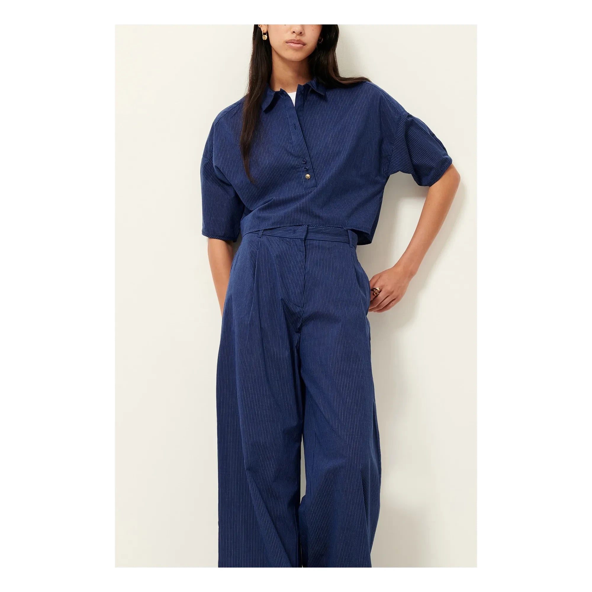 Sessùn - Gestreiftes U-Shirt aus Baumwolle | Marineblau