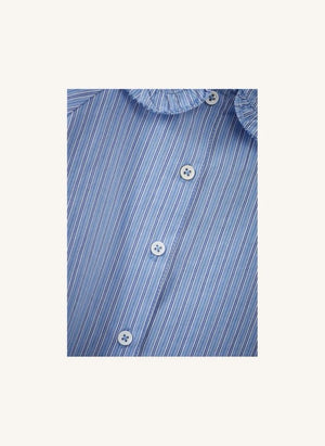 Caramel - Harper Gestreifter Poplin-Bluse | Blau