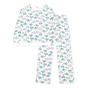 Petit Bateau - Eyfel Kulesi Organik Pamuk Pijama | Beyaz