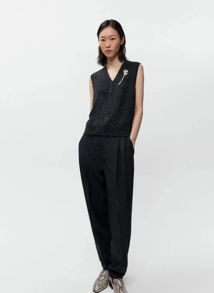 Cordera - Wolle und Seide Strickjacke | Schwarz
