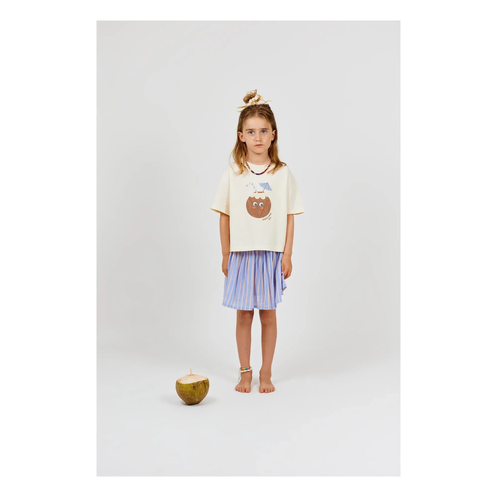 Arsène et Les Pipelettes - Bio-Baumwoll-T-Shirt mit Kokosnuss-Print | Ecru