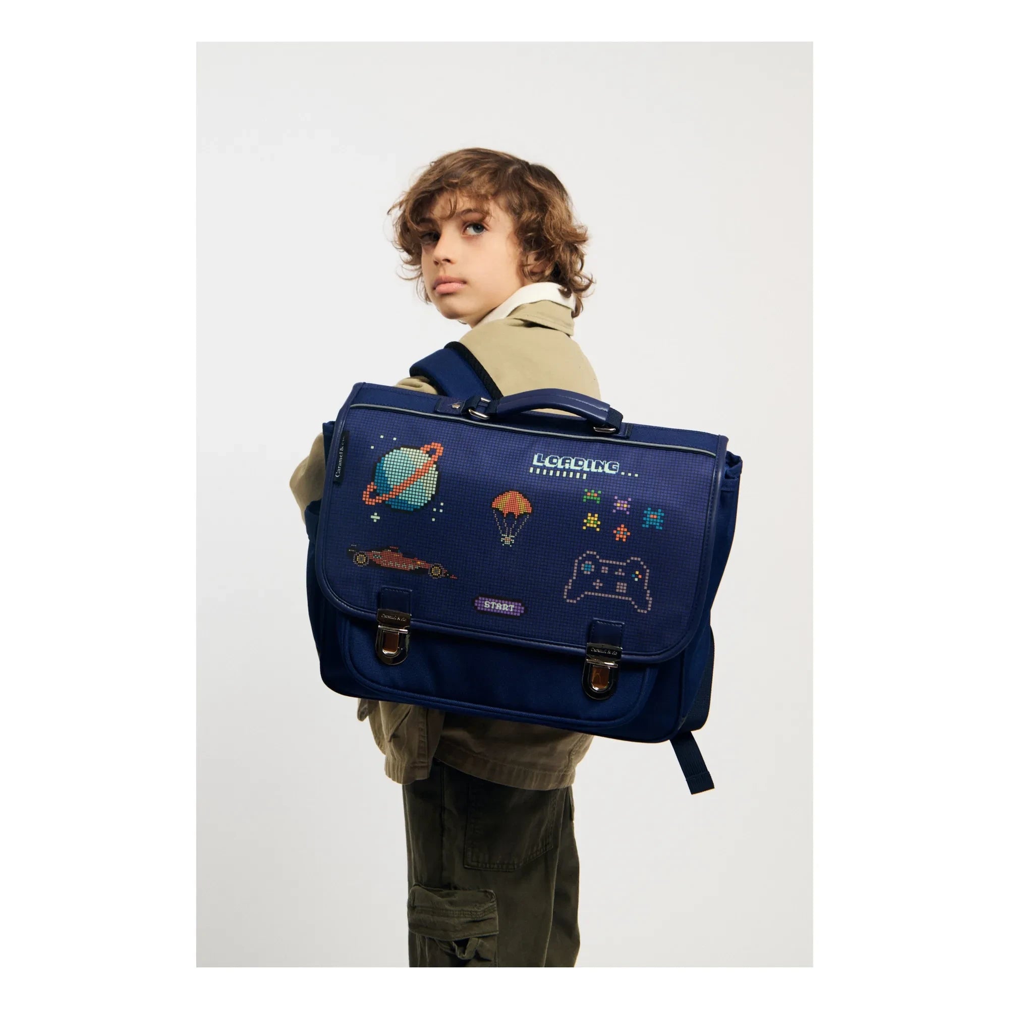 Caramel & Cie - Pixel Art Tasche | Marineblau