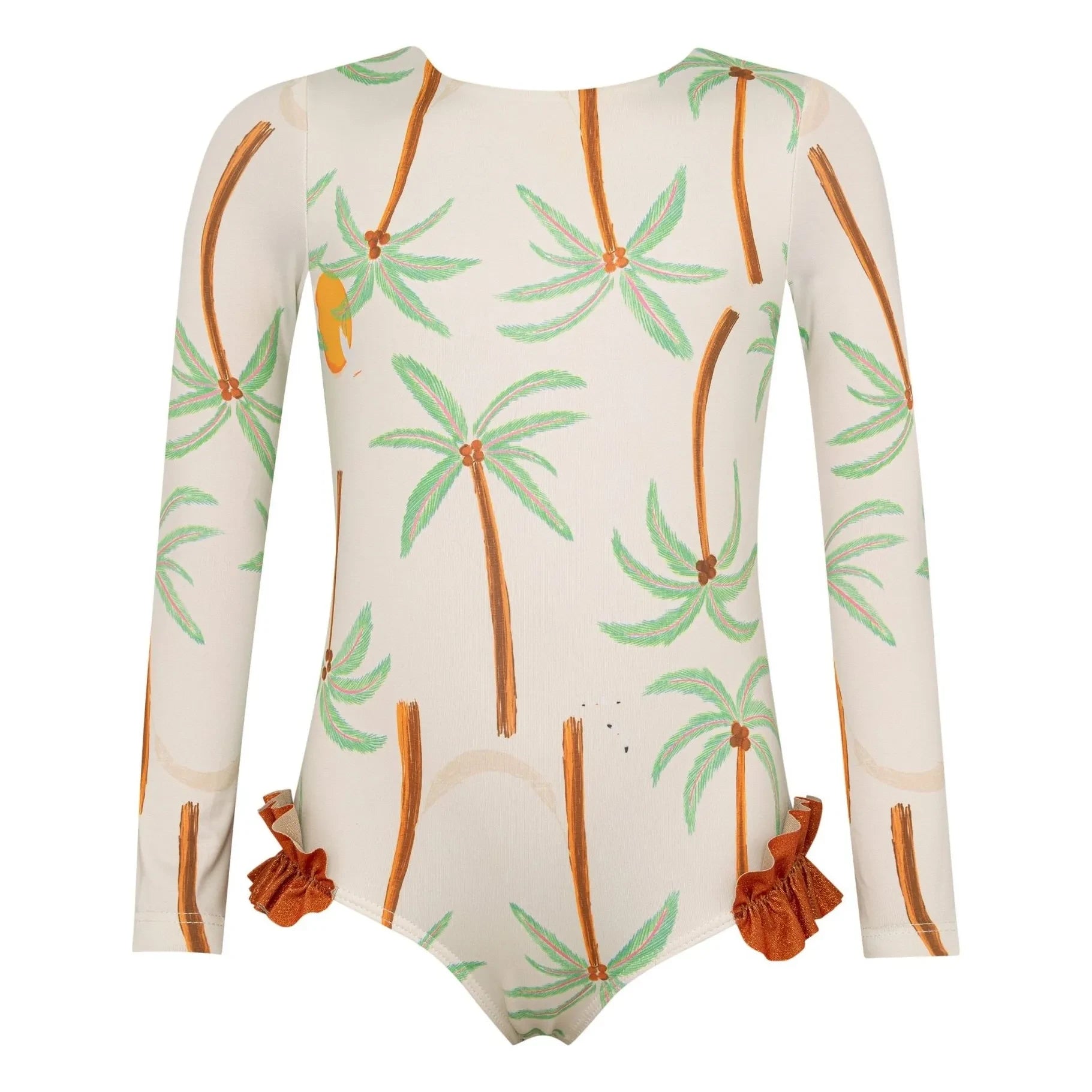 Pepita & Me - Langarm Badeanzug Palm Trees | Ecru