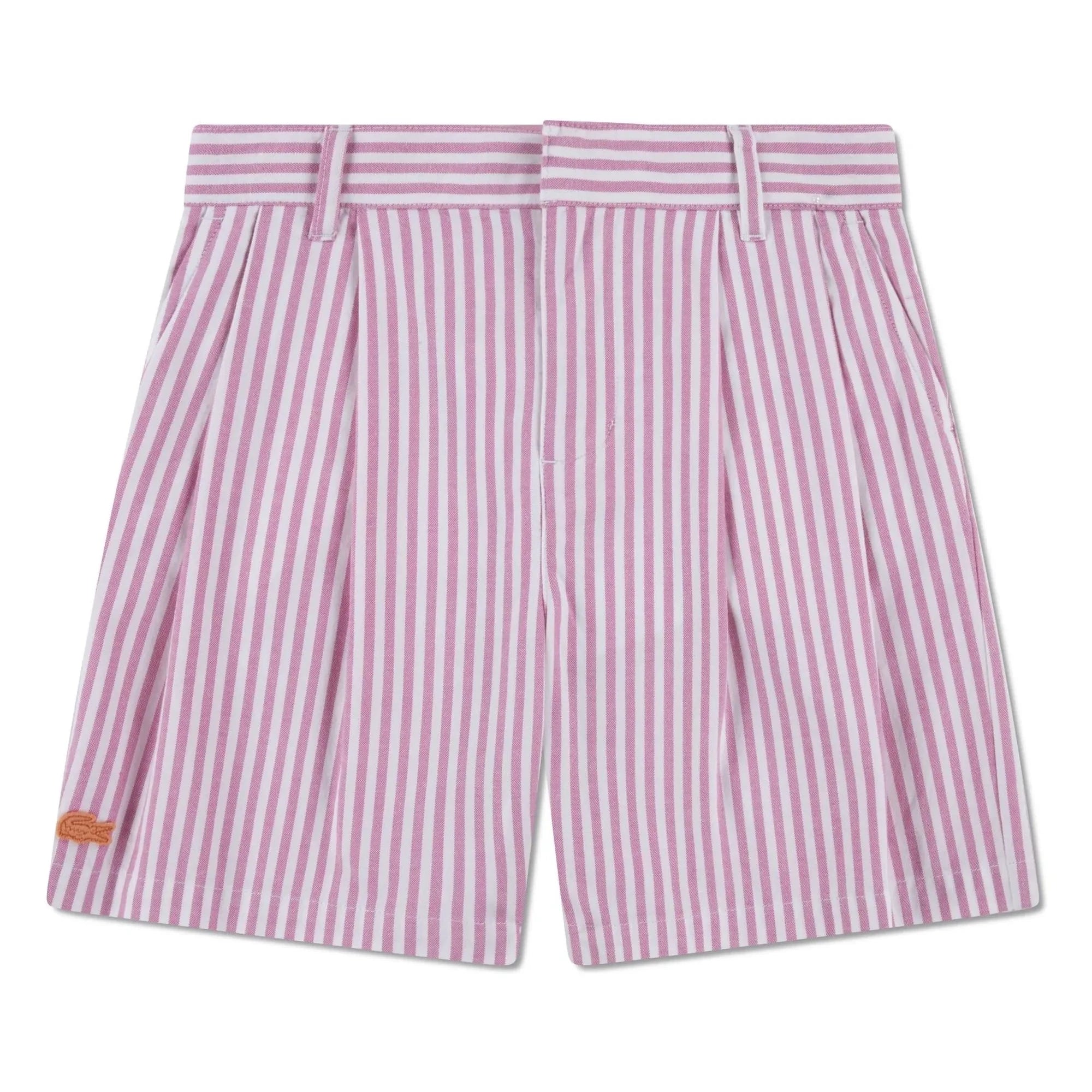 Lacoste - Gestreifte Bio-Baumwoll-Pinch-Shorts | Rosa