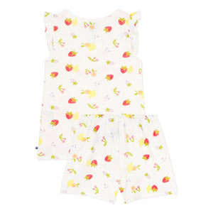 Petit Bateau - Kurzer Pyjama aus Bio-Baumwolle - mit Früchten | Ecru