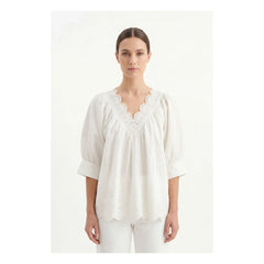 BELLEPIECE - Tito Baumwoll Bluse mit Stickerei | Weiß