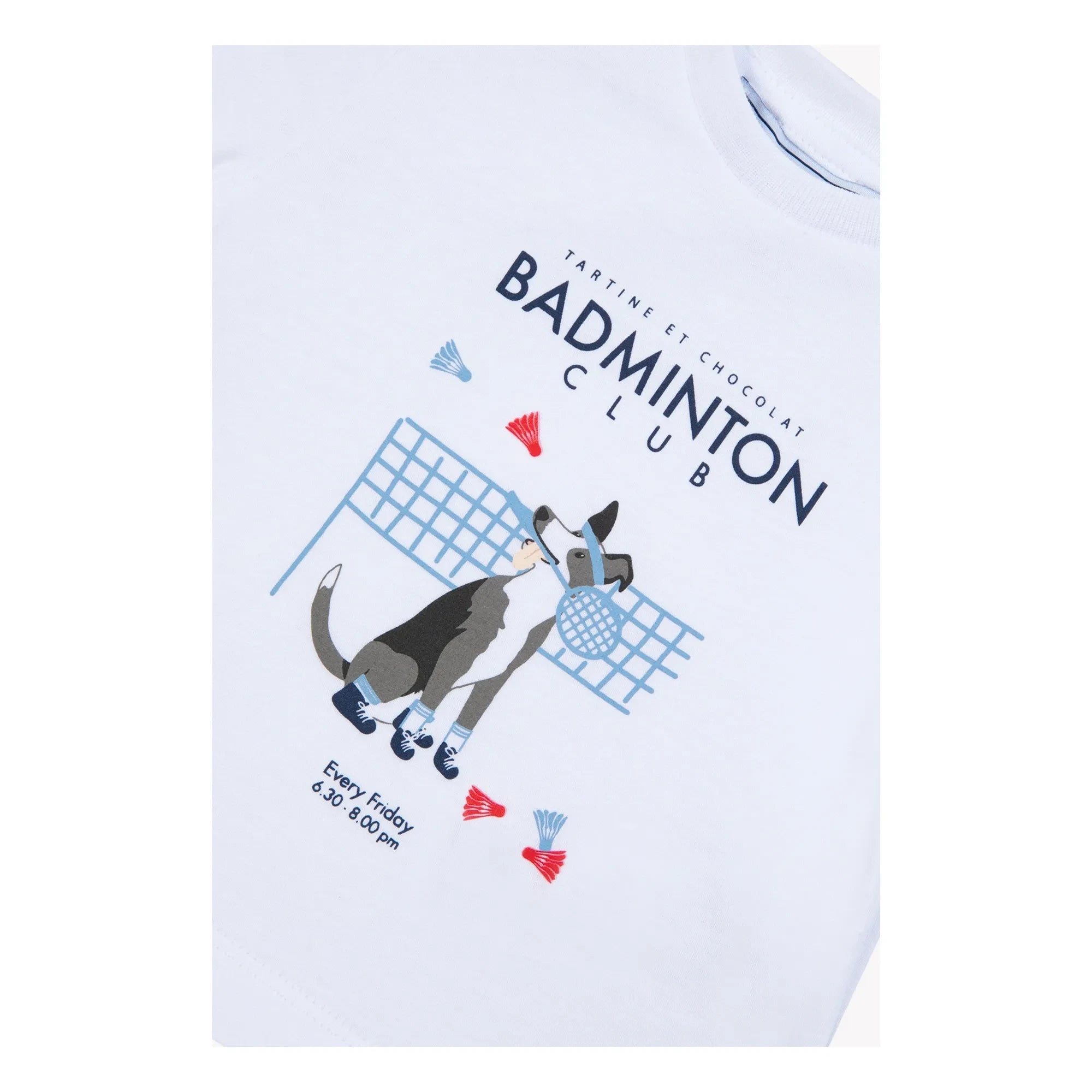 Tartine et Chocolat - Badminton Club Hund T-Shirt | Weiß