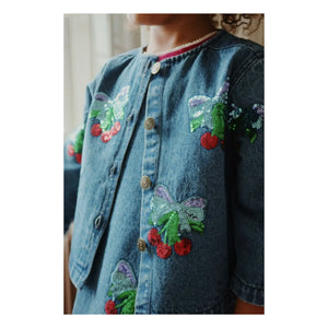 Konges Sløjd - Magot Pailletten-Jeansjacke aus Bio-Baumwolle | Blau