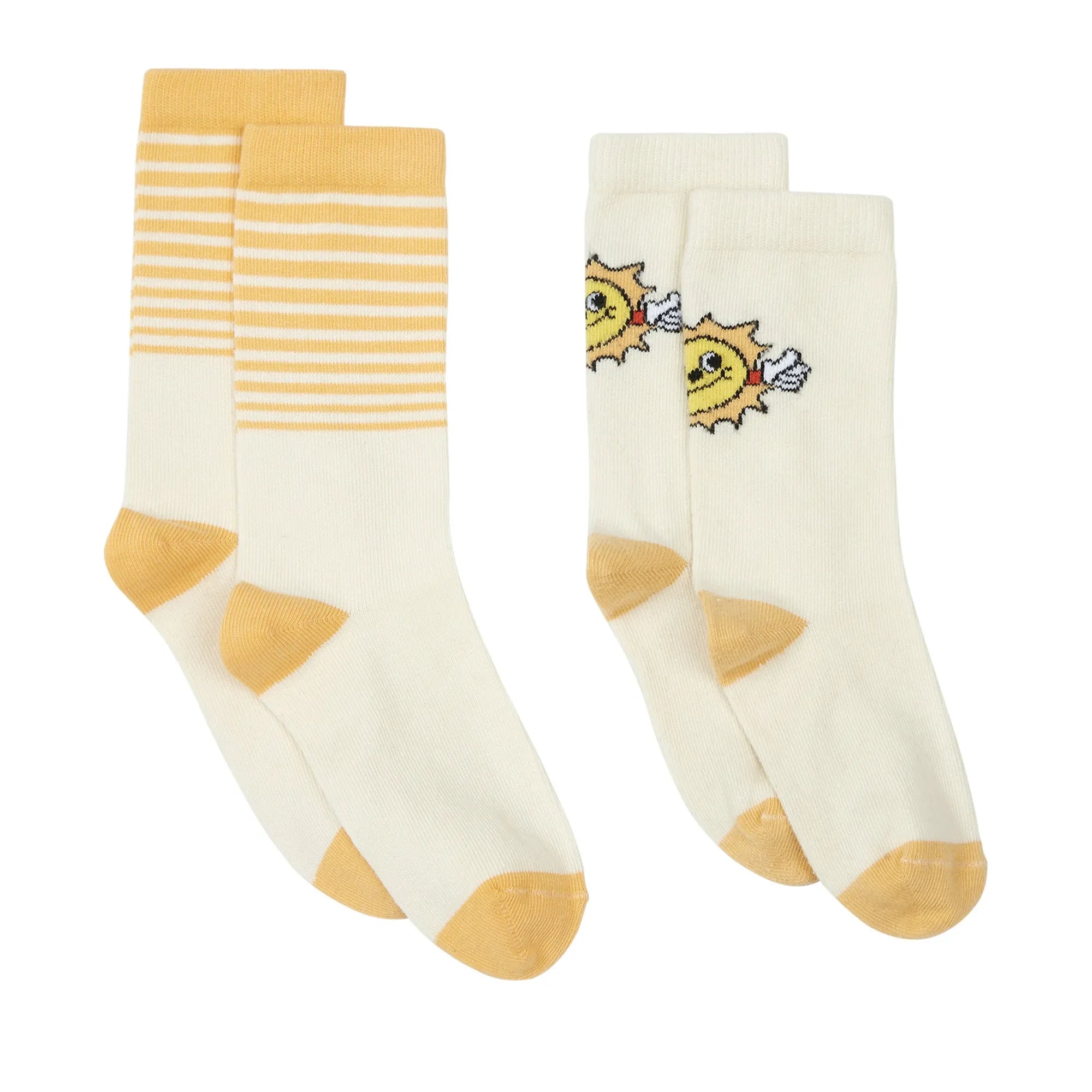 Hundred Pieces - Sonnenstreifen-Socken - 2er-Set | Cremefarben