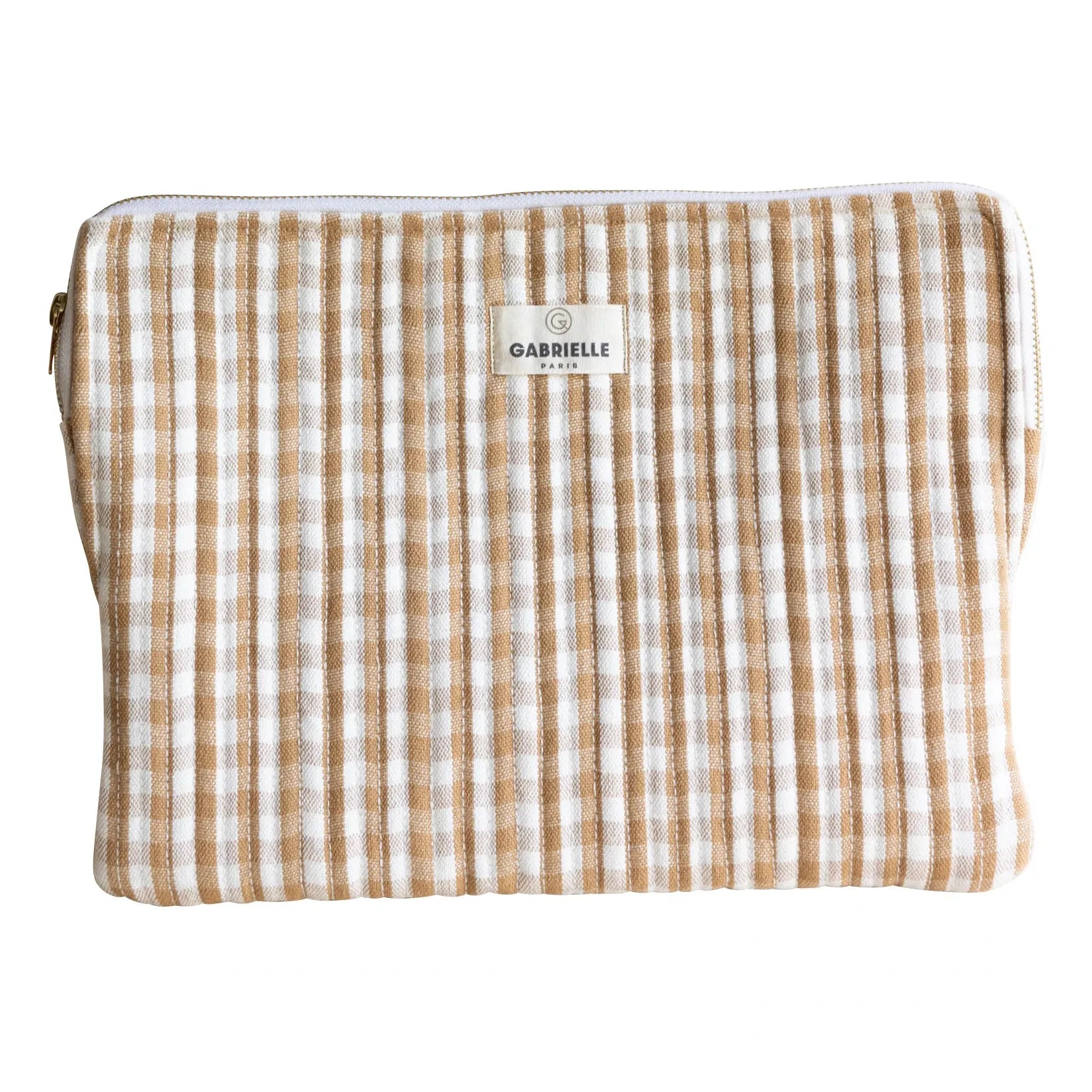 Gabrielle Paris – Laptop-Hülle mit Vichy-Karo | Camel