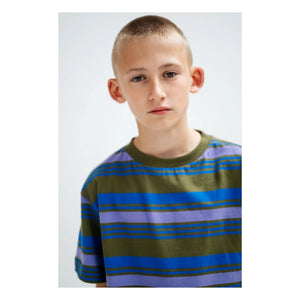 Repose AMS - Gestreiftes T-Shirt aus Bio-Baumwolle | Khaki