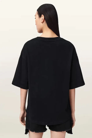 AllSaints Damen Baumwoll-Oversize-STACKS-T-Shirt