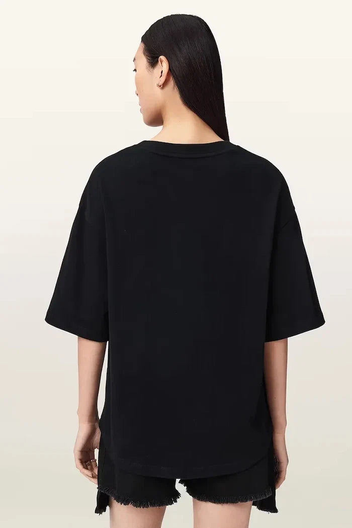 AllSaints Damen Baumwoll-Oversize-STACKS-T-Shirt
