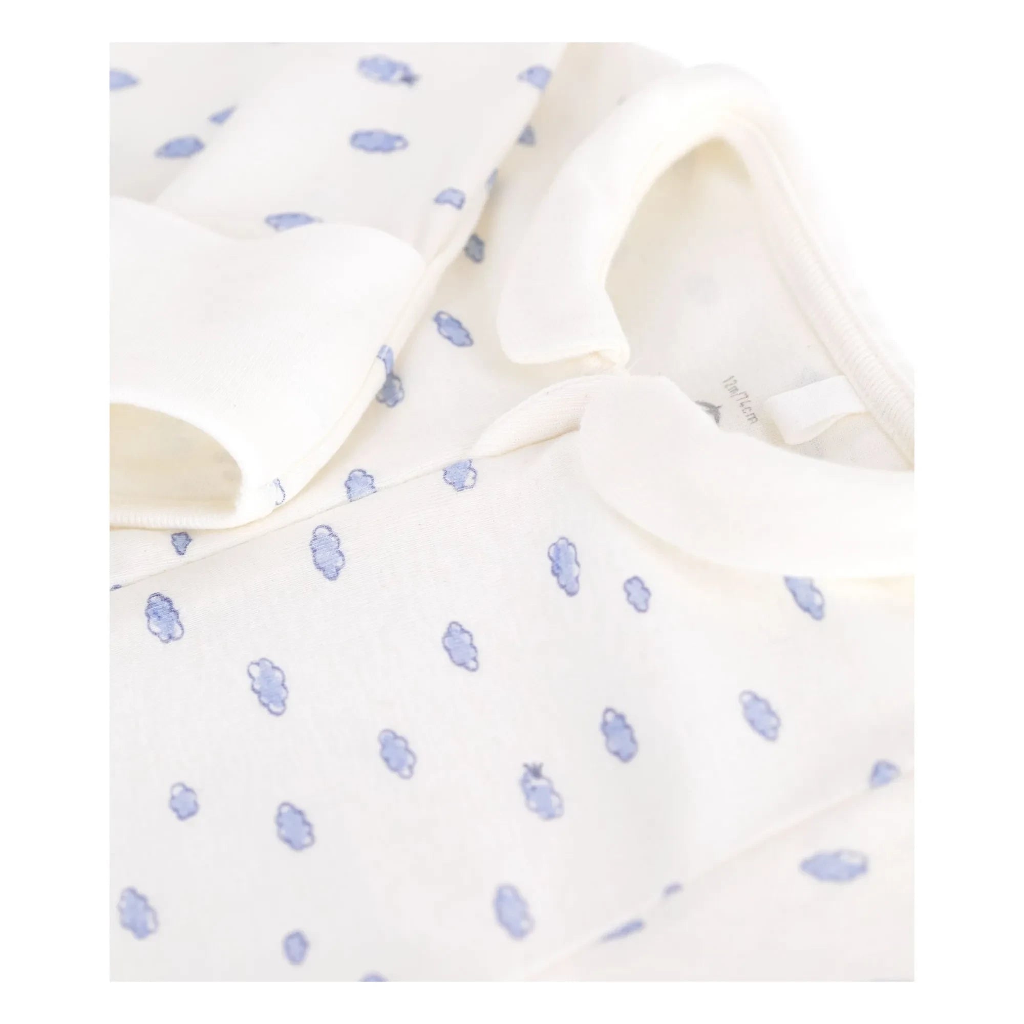 Petit Bateau - Wolken Bio-Baumwolle Schlafoverall mit Reißverschluss | Weiß