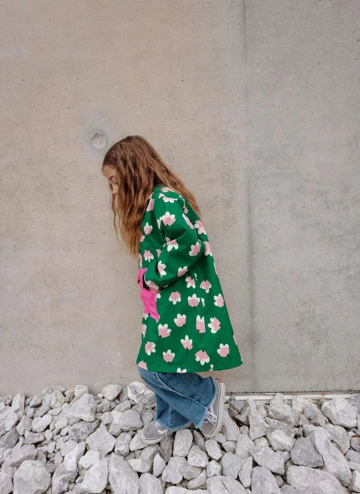 Hello Hossy - Blumenmuster Regenmantel Poncho | Grün